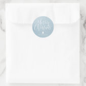 Winter Blue Simple Calligraphy Frohe Weihnachten Runder Aufkleber (Tasche)