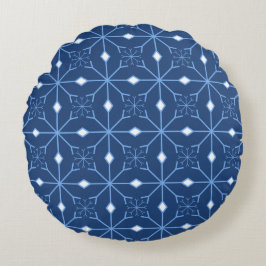 Winter Blue Snow and Ice Round Pillow Rundes Kissen