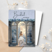 Winter Blue Snow Floral Elegantes Brautparty Einladung
