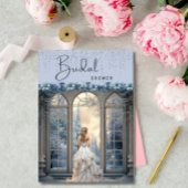 Winter Blue Snow Floral Elegantes Brautparty Einladung