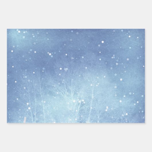Winter blue Snow Glitzer Sky Weihnachtsfest Geschenkpapier Set (Vorderseite 3)