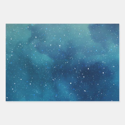 Winter blue Snow Glitzer Sky Weihnachtsfest Geschenkpapier Set (Vorderseite)