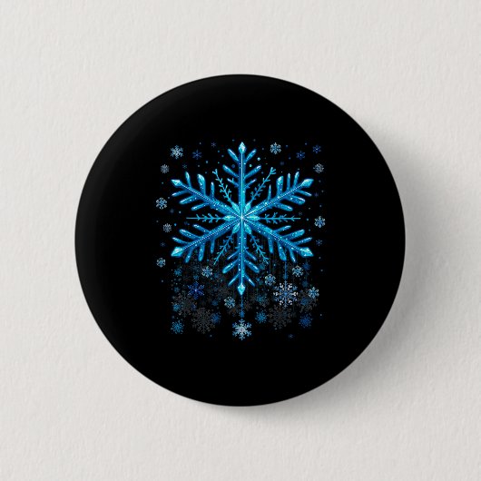 Winter Blue Snowflake Christmas Xmas Costumes Men Button (Vorderseite)