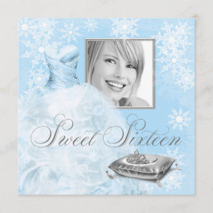 Winter Blue Snowflake Foto 16 . Geburtstag Party Einladung