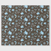 Winter Blue Snowflake Mistletoe Pinecone Unsichtba Geschenkpapier (Flach)