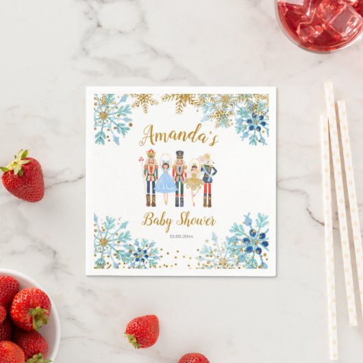 Winter Blue Snowflake Nutcracker Papier Napkins Serviette (Beispiel)