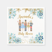 Winter Blue Snowflake Nutcracker Papier Napkins