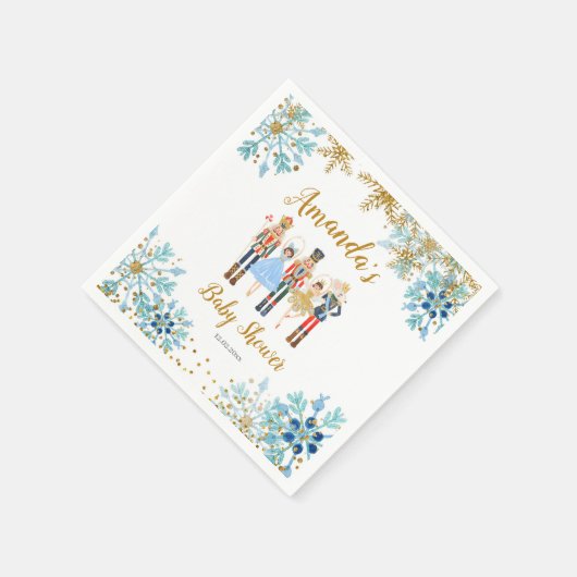 Winter Blue Snowflake Nutcracker Papier Napkins Serviette (Ecke)
