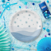 Winter Blue Snowflake Paper Plate Pappteller (Party)