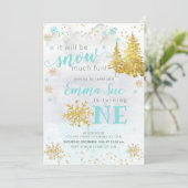 Winter Blue Snowflake Schnee Viel Spaß Geburtstag Einladung (Stehend Vorderseite)