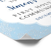 Winter Blue Snowflakes Boy Erste Heilige Kommune Poster (Ecke)