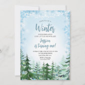 Winter Blue Snowflakes Onederland 1. Geburtstag Einladung (Vorderseite)