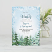 Winter Blue Snowflakes Onederland 1. Geburtstag Einladung (Stehend Vorderseite)