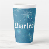 Winter Blue Snowflakes Personalisiert Milchtasse (Vorderseite)