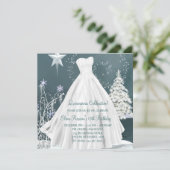 Winter Blue Snowflakes Quinceanera Einladungen (Stehend Vorderseite)
