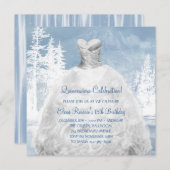 Winter Blue Snowflakes Quinceanera Einladungen (Vorne/Hinten)