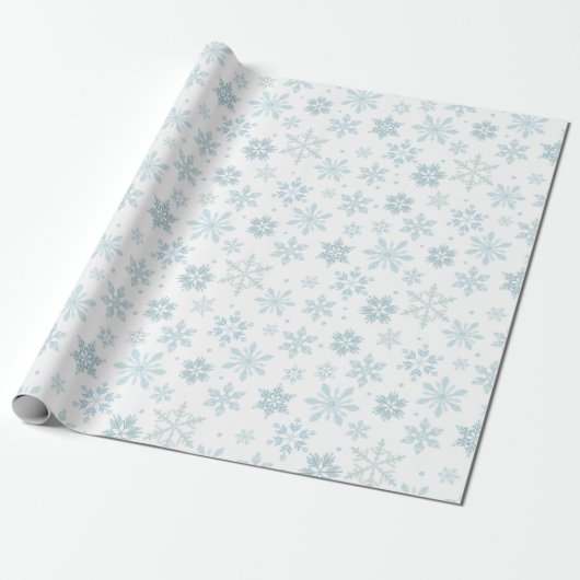 Winter Blue Snowflakes Wrapping Paper Geschenkpapier (Ungerollt)