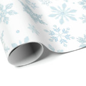Winter Blue Snowflakes Wrapping Paper Geschenkpapier (Rolleneckpunkt)