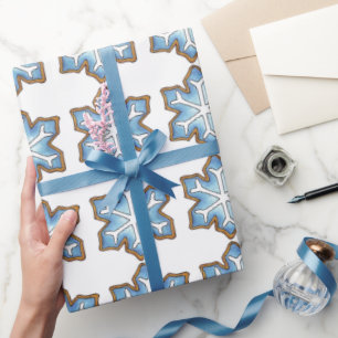 Winter Blue Snowflakes Zucker Kochkuchen Urlaub Sc Geschenkpapier