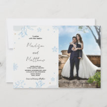Winter Blue Snows Hochzeitseinladungen mit Foto