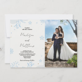 Winter Blue Snows Hochzeitseinladungen mit Foto Einladung