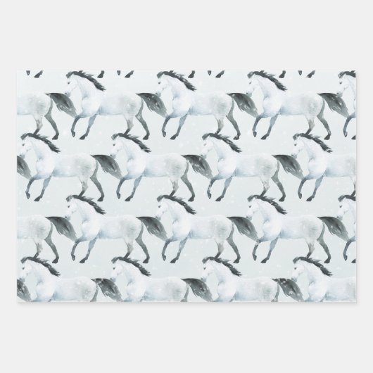 Winter Blue Snowy White Horse Geschenkpapier Set (Vorderseite 2)