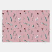 Winter Blue Spruce & Mulled Berries Dusty Rose Geschenkpapier Set (Vorderseite 2)