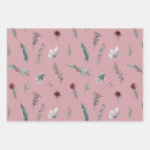 Winter Blue Spruce & Mulled Berries Dusty Rose Geschenkpapier Set (Vorderseite)