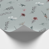 Winter Blue Spruce & Mulled Berries Sage Green Geschenkpapier (Ecke)