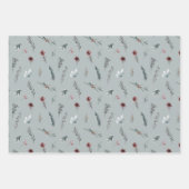 Winter Blue Spruce & Mulled Berries Sage Green Geschenkpapier Set (Vorderseite 3)