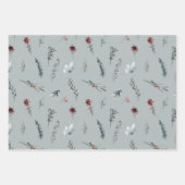 Winter Blue Spruce & Mulled Berries Sage Green Geschenkpapier Set (Vorderseite 2)