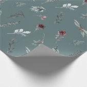 Winter Blue Spruce & Mulled Berries Slate Green Geschenkpapier (Ecke)