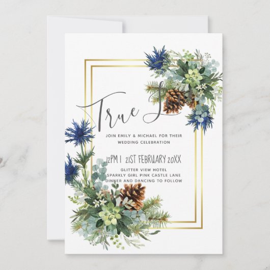 Winter Blue Thistle Eucalyptus Wedding Wonderland (Vorderseite)