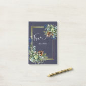 Winter Blue Thistle Eucalyptus Wedding Wonderland Post-it Klebezettel (Auf Schreibtisch)
