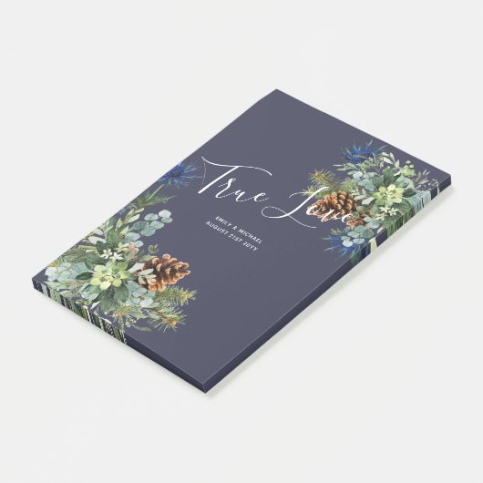 Winter Blue Thistle Eucalyptus Wedding Wonderland Post-it Klebezettel (angewinkelt)