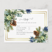 Winter Blue Thistle Eucalyptus Wedding Wonderland Postkarte (Vorderseite)
