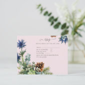 Winter Blue Thistle Eucalyptus Wedding Wonderland Postkarte (Stehend Vorderseite)