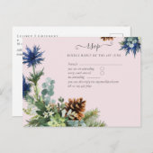 Winter Blue Thistle Eucalyptus Wedding Wonderland Postkarte (Vorne/Hinten)
