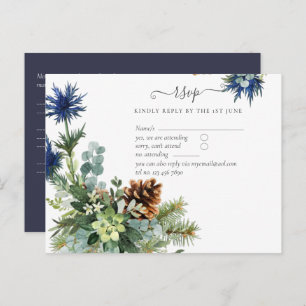 Winter Blue Thistle Eucalyptus Wedding Wonderland Postkarte
