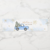 Winter Blue Truck Baby Dusche Wasserflaschenetikett (Einzelnes Label)