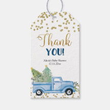 Winter Blue Truck Forest Favor Geschenktag