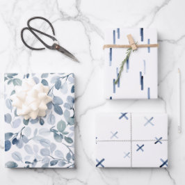 Winter Blue Watercolor Geschenkgutschein Wrap Set Geschenkpapier Set