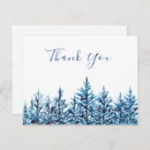 Winter Blue Watercolor Pine Trees Dankeskarte (Vorne/Hinten)