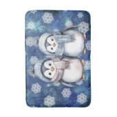 Winter Blue Watercolor Pinguine Scarves Hats Badematte (Vorderseite Vertikal)