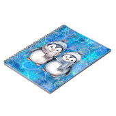 Winter Blue Watercolor Pinguine Scarves Hats Notizblock (Linke Seite)