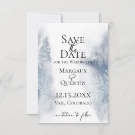 Winter Blue Watercolor Wash Save the Date Ankündigung