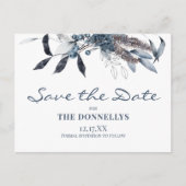 Winter Blue Watercolor Weihnachten Save the Date Ankündigungspostkarte (Vorderseite)