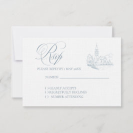 Winter Blue Wedding RSVP card Karte