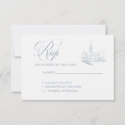 Winter Blue Wedding RSVP card Karte (Vorderseite)