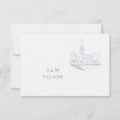 Winter Blue Wedding RSVP card Karte (Rückseite)